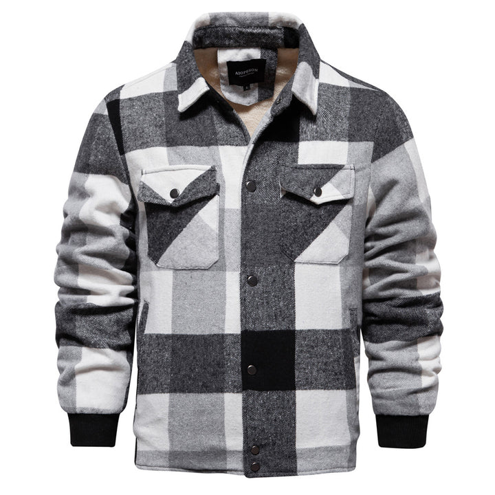Men's Cotton Plaid Jacket – Casual Regular Fit With Zipper Pockets