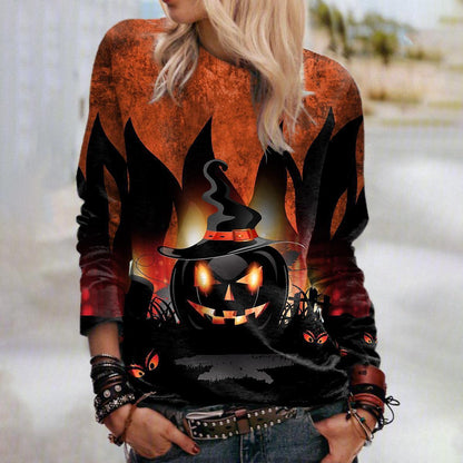 Women's Graphic Crew Neck Sweatshirt – Loose 3D Print Pullover