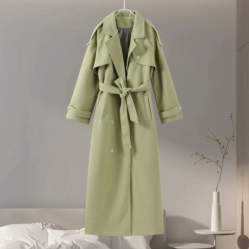 Women's Long Lapel Tie-Waist Coat – Elegant Layered Silhouette