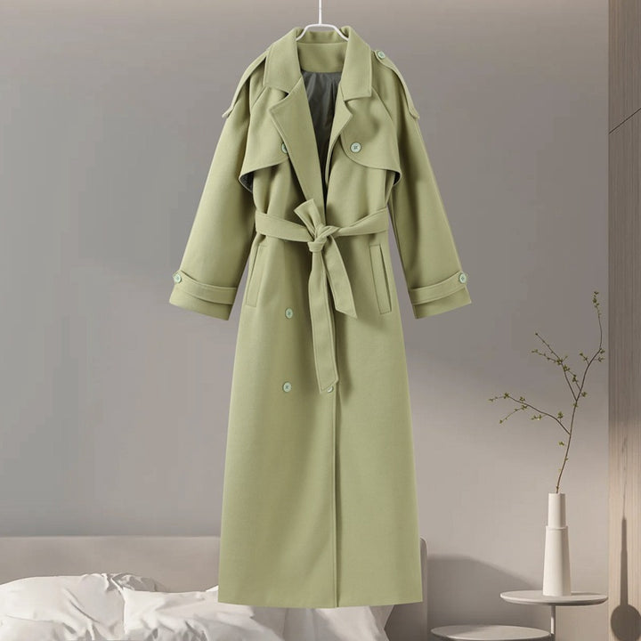 Women's Long Lapel Tie-Waist Coat – Elegant Layered Silhouette