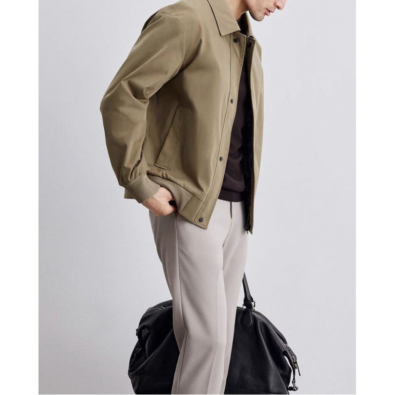 Men's Slim Fit Lapel Jacket – Lightweight Korean Style Cotton Blend