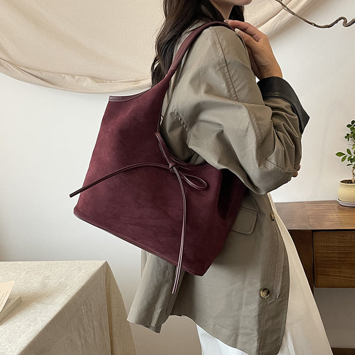 Bucket Shoulder Bag for Women – Soft Vegan Leather, Double Straps