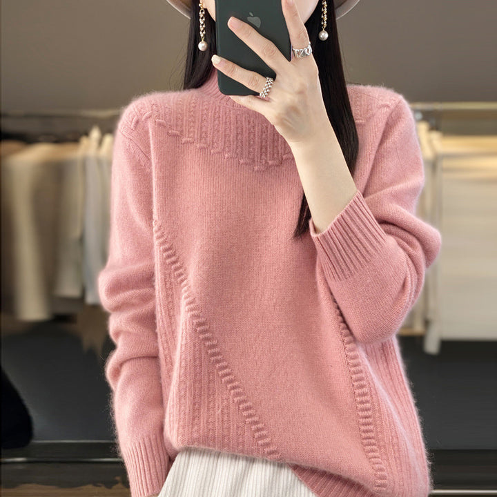 Wool Women's Sweater – Classic Knit Relaxed Fit Pullover