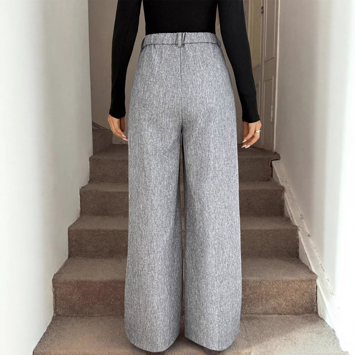 High Waist Cotton Straight-Leg Trouser – Elegant Bootcut Style
