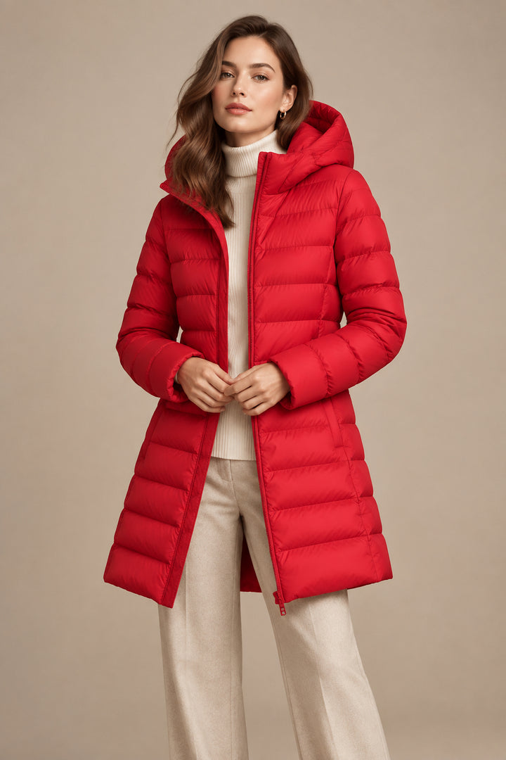 Women's Down Puffer Jacket Hooded – Mid-Length, Detachable Hood