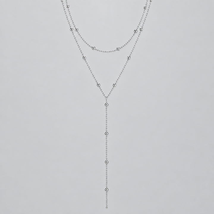 Layered Bead Tassel Necklace for Women – Minimalist Y-Shape Jewelry
