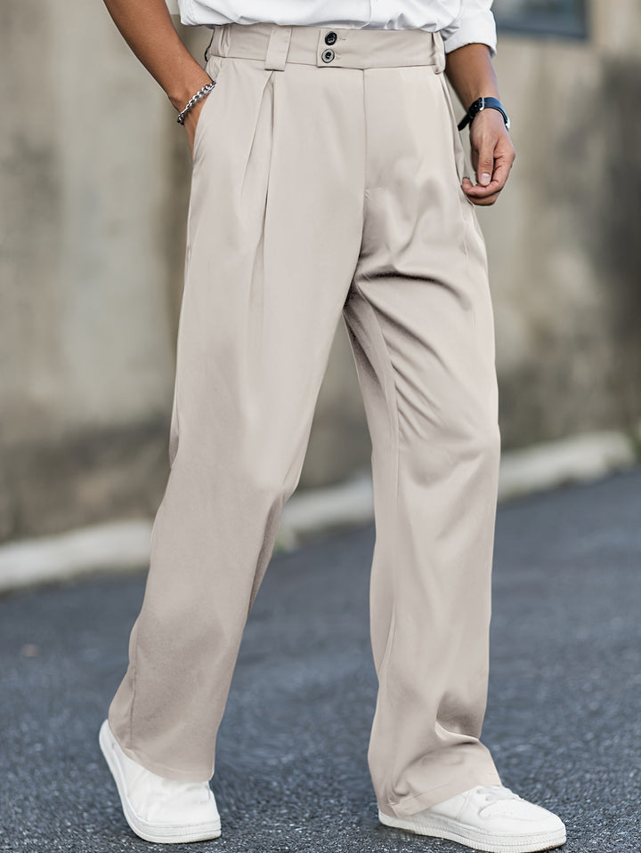 Men's Wide-Leg Cotton Trouser – Relaxed Fit, Stretch Waistband