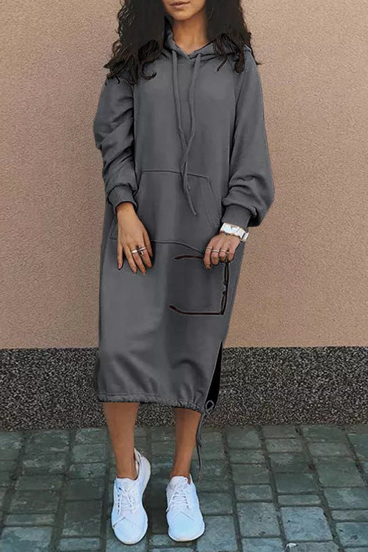 Women's Long Knit Hoodie – Plus Relaxed Pullover with Pocket