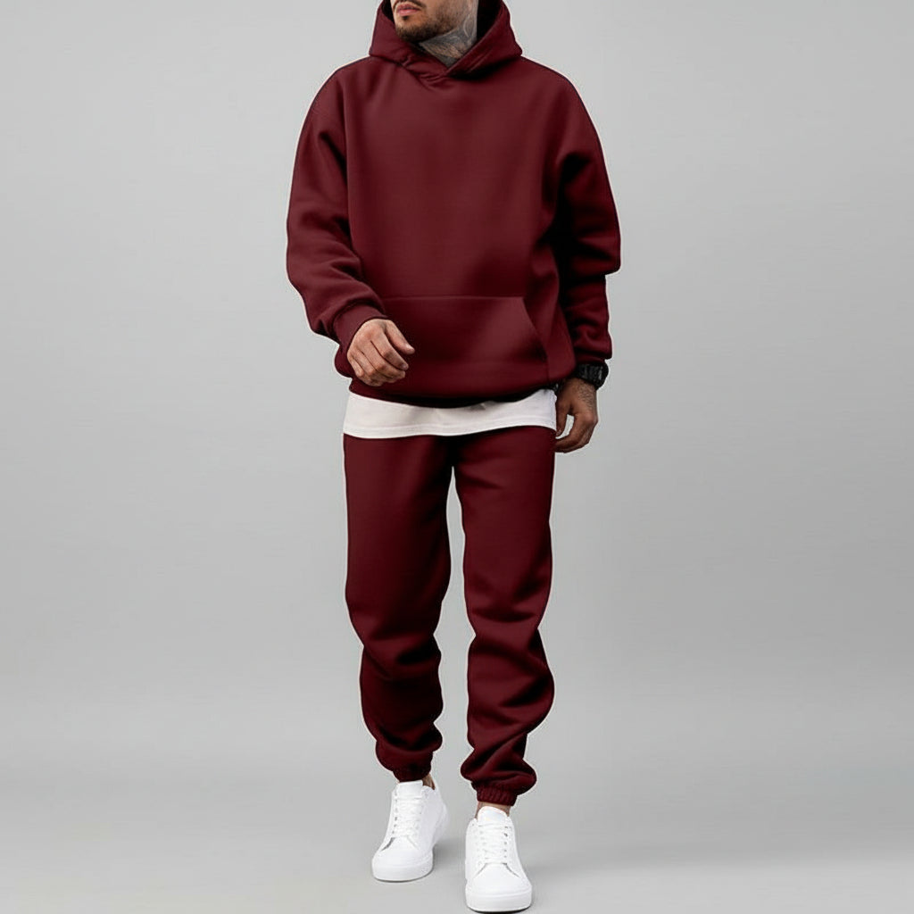 Men's Sporty Fleece Lined Two Piece Set – Relaxed Hooded Fit