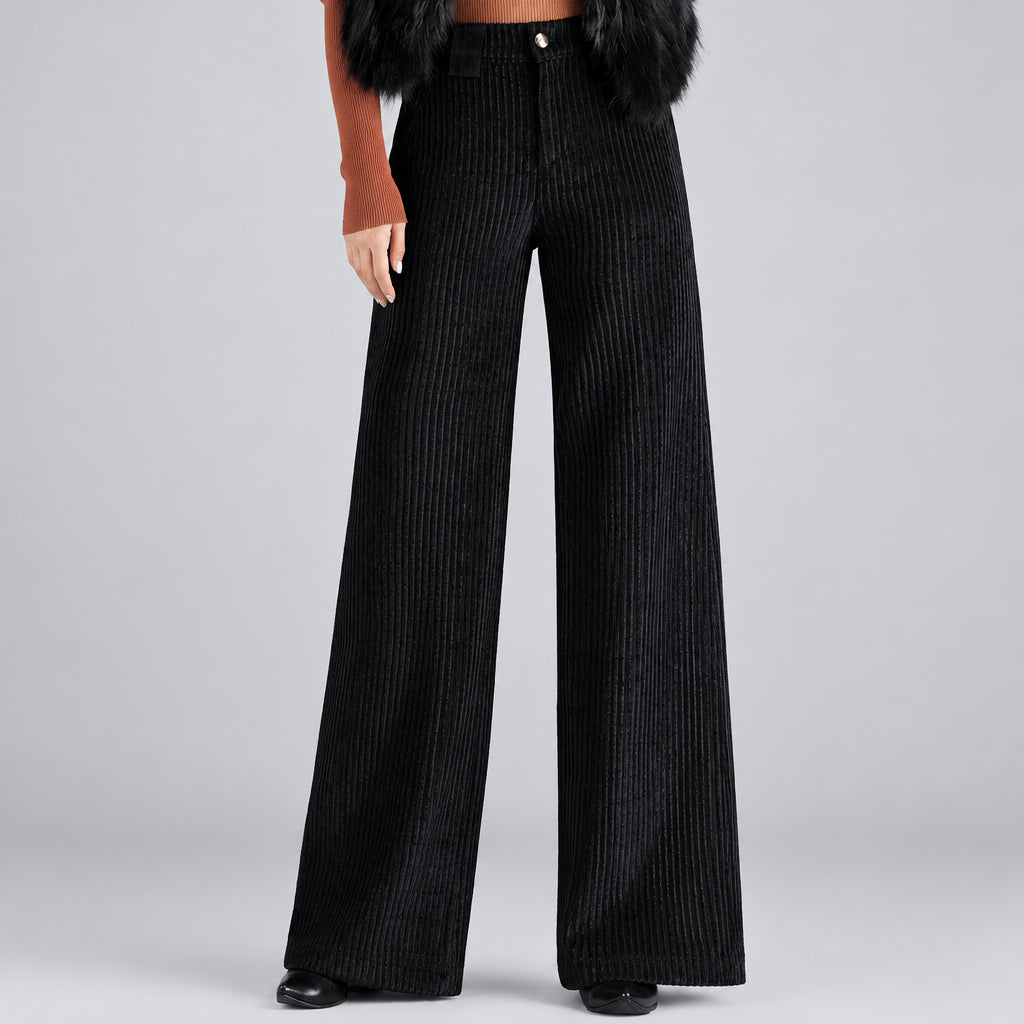 Women's Velvet Wide-leg Floor-length Trouser – Elegant Urban Style