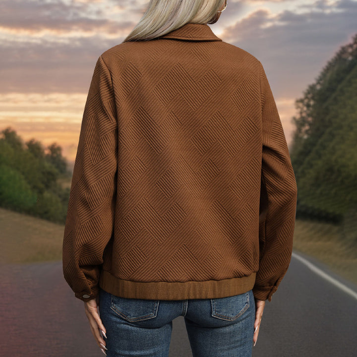 Women's Textured Jacket – Relaxed Fit Solid Maillard Blazer