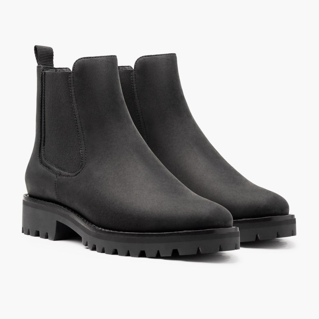 Women's Chunky Platform Ankle Boot – Vegan Leather Round Toe