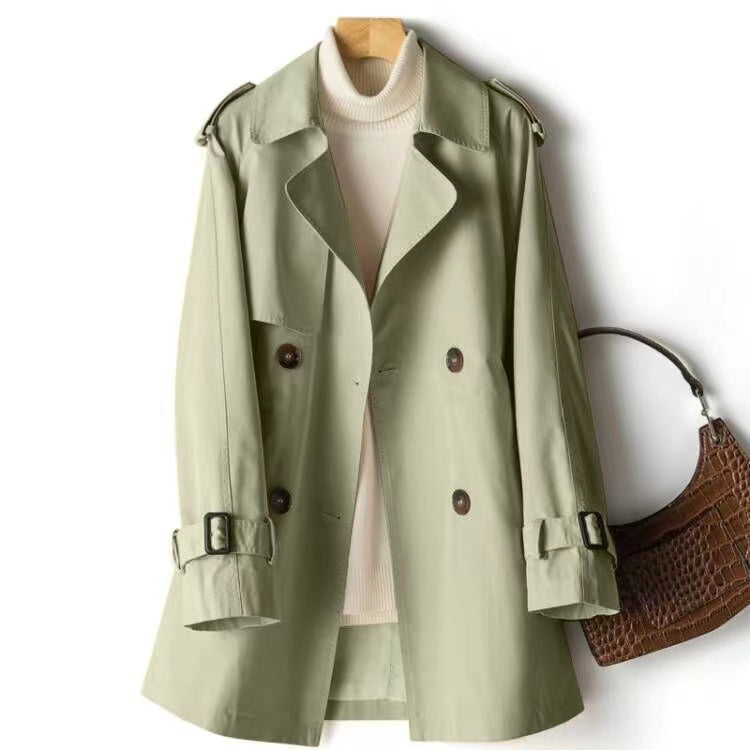 Women's Wrap Coat – Mid Length, Double Layer, Waist Tie