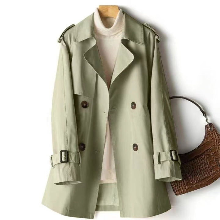 Women's Wrap Coat – Mid Length, Double Layer, Waist Tie