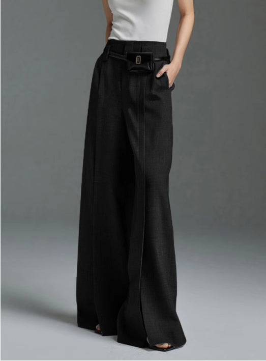 Lightweight Flared Split Hem Trousers for Women – Wide Leg Fit