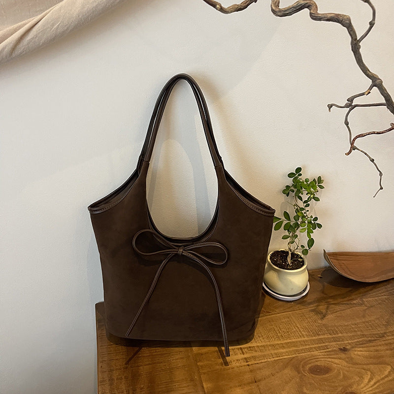Bucket Shoulder Bag for Women – Soft Vegan Leather, Double Straps