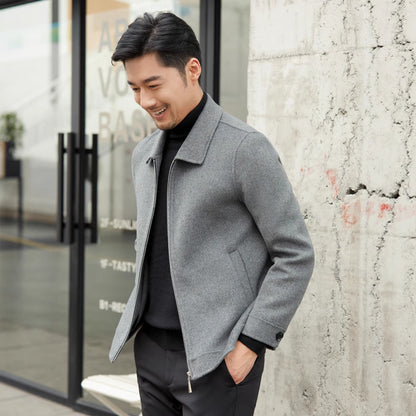 Men's Wool Jacket – Classic Short Lapel with Patch Pockets