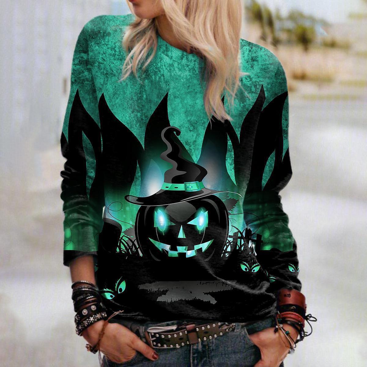 Women's Graphic Crew Neck Sweatshirt – Loose 3D Print Pullover