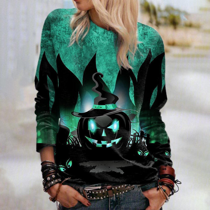 Women's Graphic Crew Neck Sweatshirt – Loose 3D Print Pullover