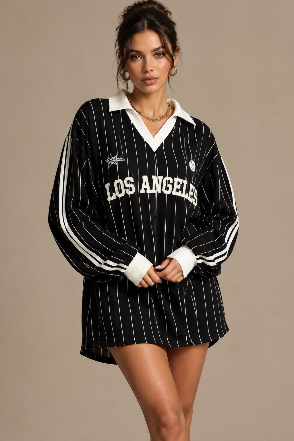 Women's Cotton Striped Graphic T-Shirt – Loose Fit Statement Top