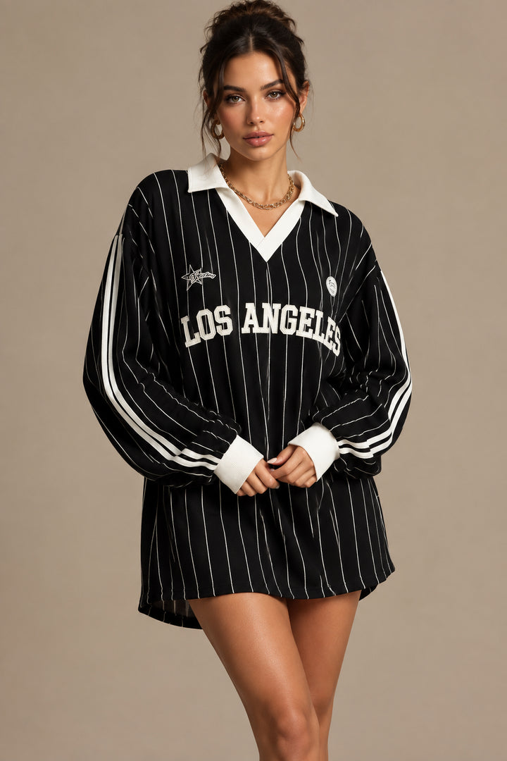Women's Cotton Striped Graphic T-Shirt – Loose Fit Statement Top