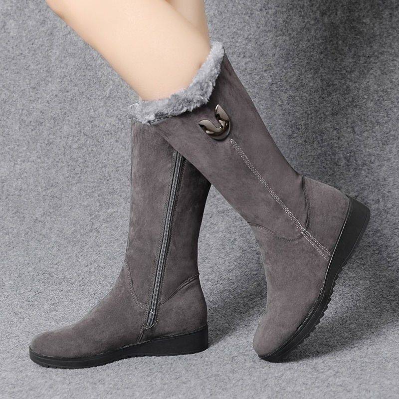 Women's Winter Boots – Mid-Tube, Warm Plush Lining, Non-Slip Sole