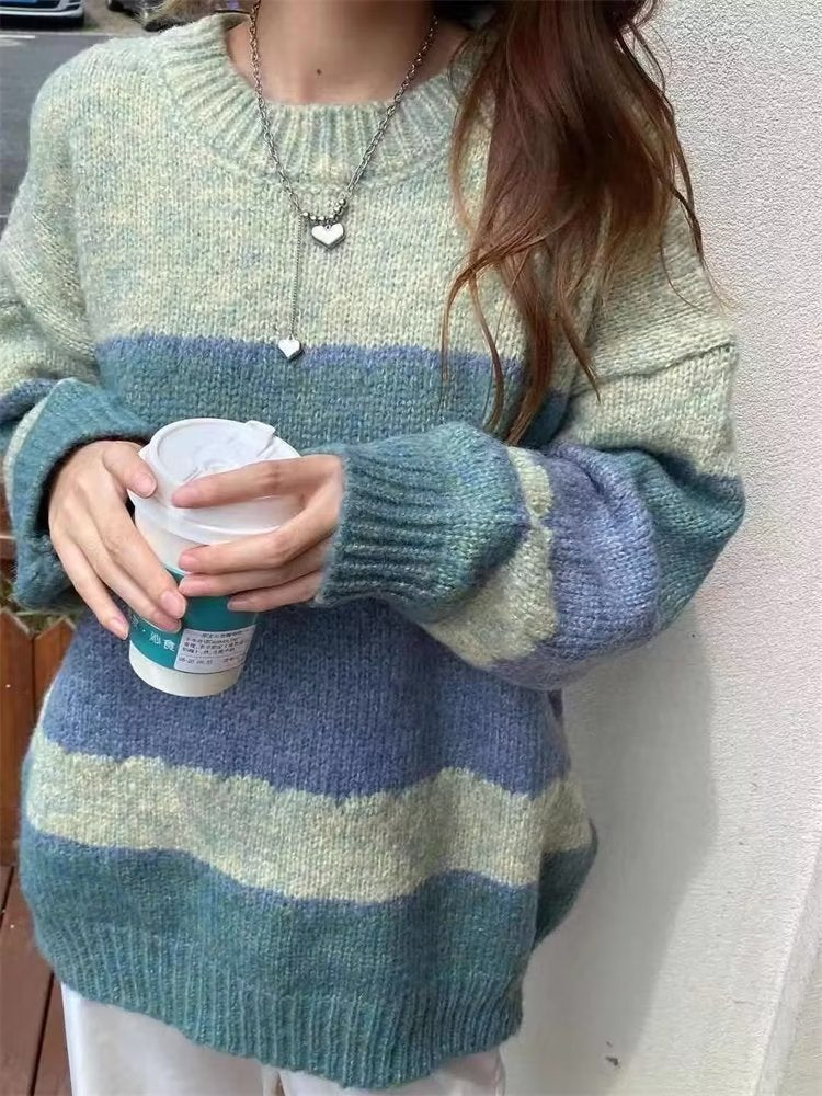 Women's Knit Pullover Sweater – Relaxed Fit Crew Neck Casual Layer