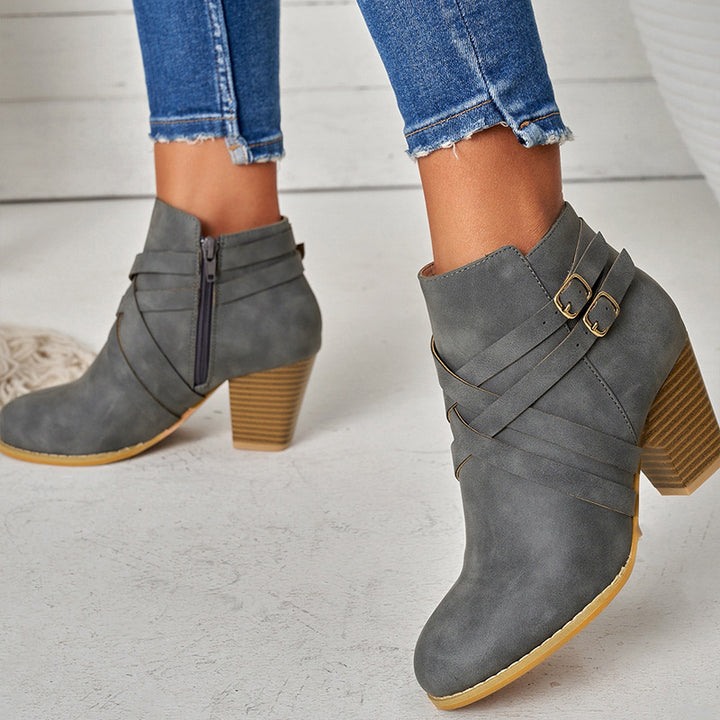 Women's Heightened Low Ankle Boot – Chunky Heel Short Silhouette