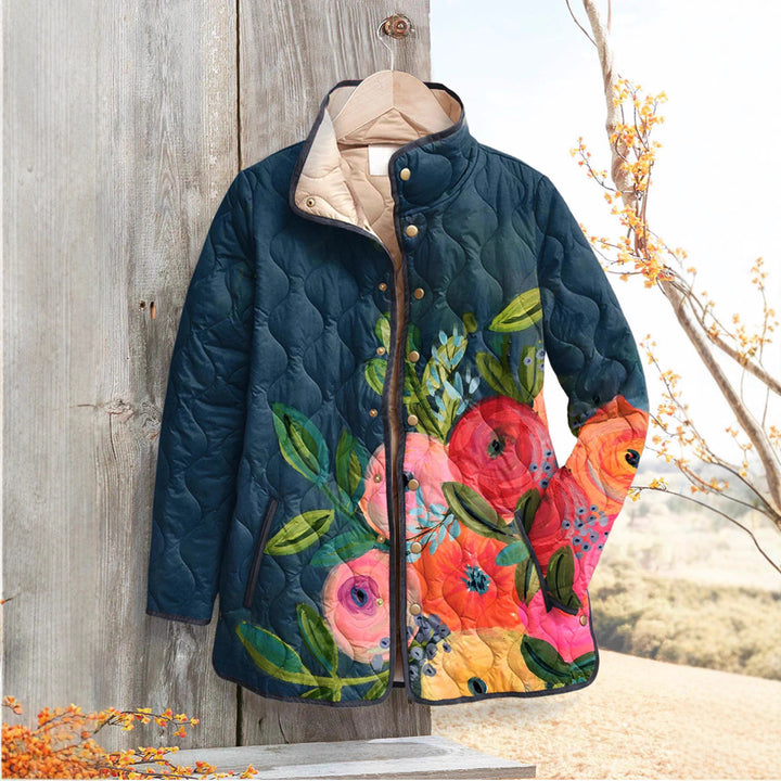 Women's Gradient Quilted Jacket – Stand Collar, Commuter Fit