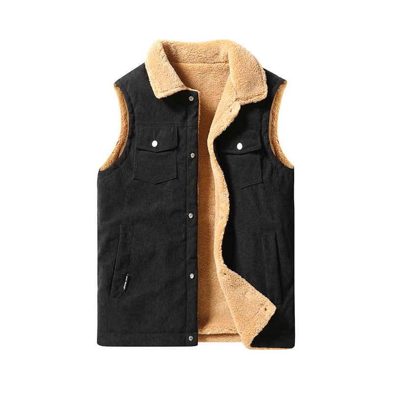 Men's Corduroy Vest – Thick Lined, Retro Work Vest for Core Warmth