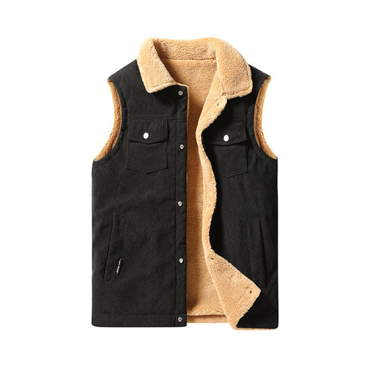 Men's Corduroy Vest – Thick Lined, Retro Work Vest for Core Warmth