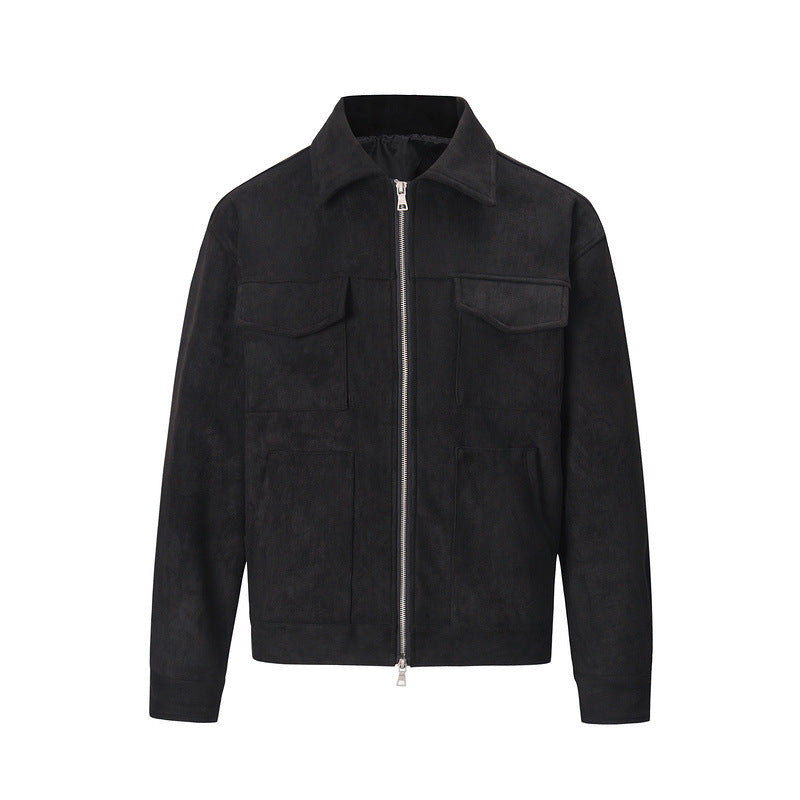 Men's Cotton Zip Jacket – Retro Multi-pocket Design