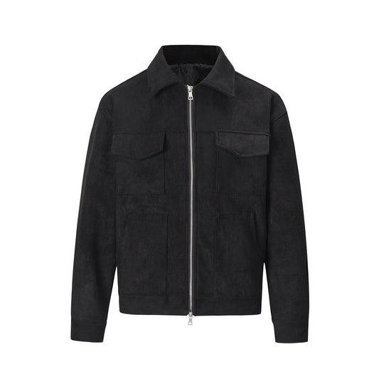 Men's Cotton Zip Jacket – Retro Multi-pocket Design