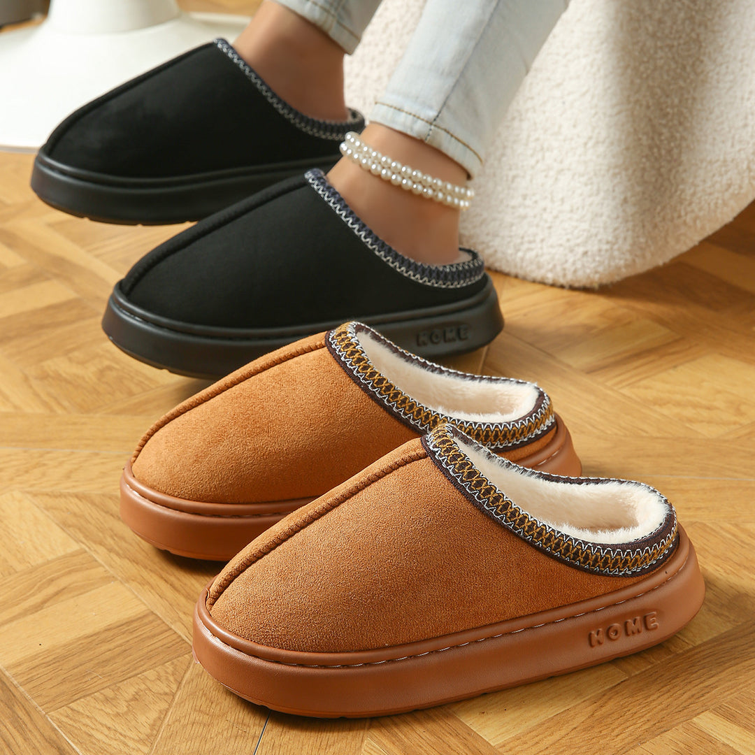 Women's Velvet Slippers Closed-Toe with Thick Lightweight Sole