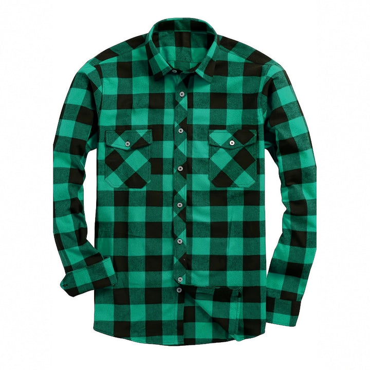 Men's Plaid Shirt – Cotton Long Sleeve Relaxed Cardigan Fit