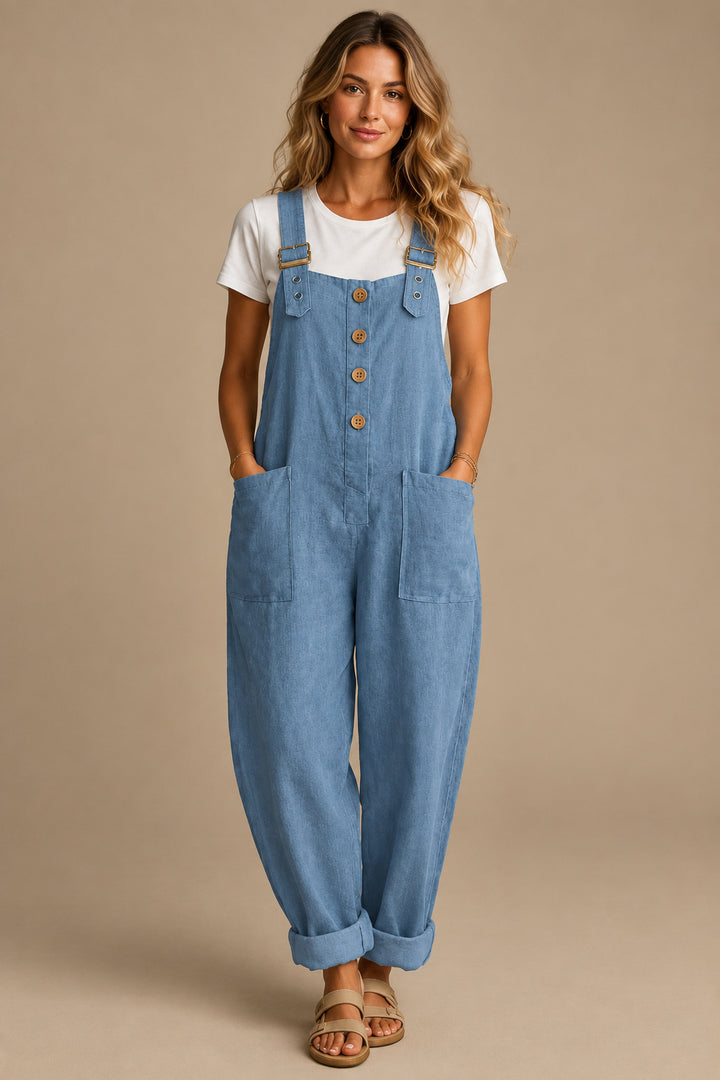 Women's Straight-Leg Overall Jumpsuit – High Waist Minimalist Style