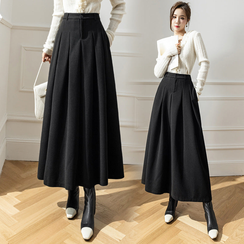 Women's Midi Skirt in Metal Silk – Pleated High Waist Swing Style