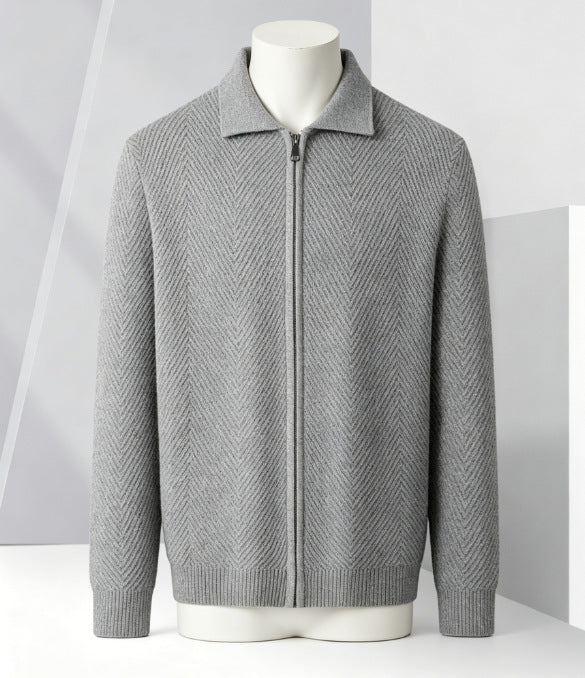 Men's Cardigan Zip Jacket – Relaxed Fit Minimalist Layer