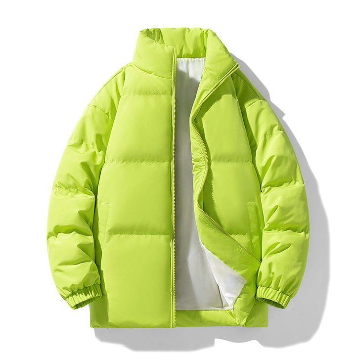 Men's Quilted Padded Winter Coat – Stand Collar, Warm Outerwear