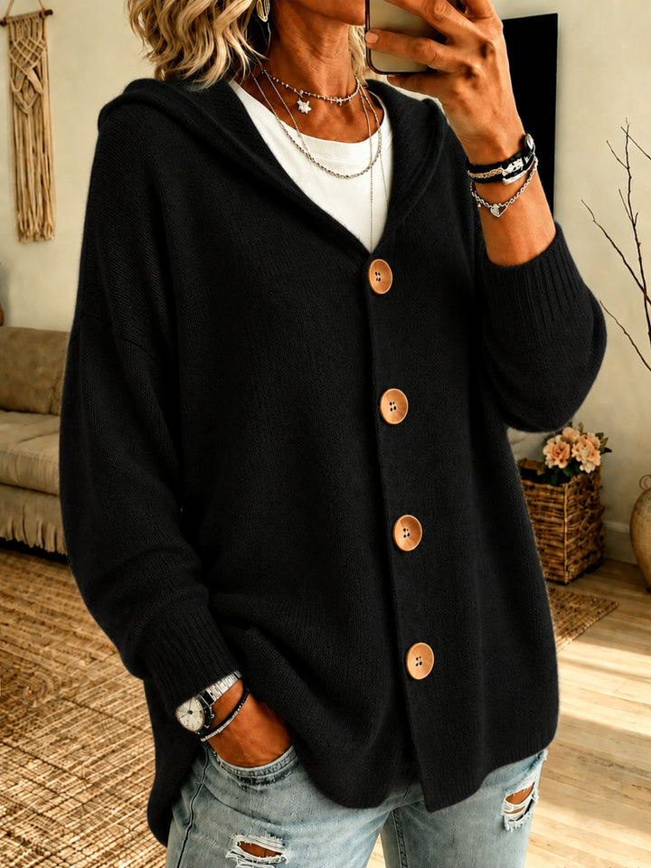 Women's Knitted Hooded Pullover Sweater Jacket – Relaxed Waffle Texture