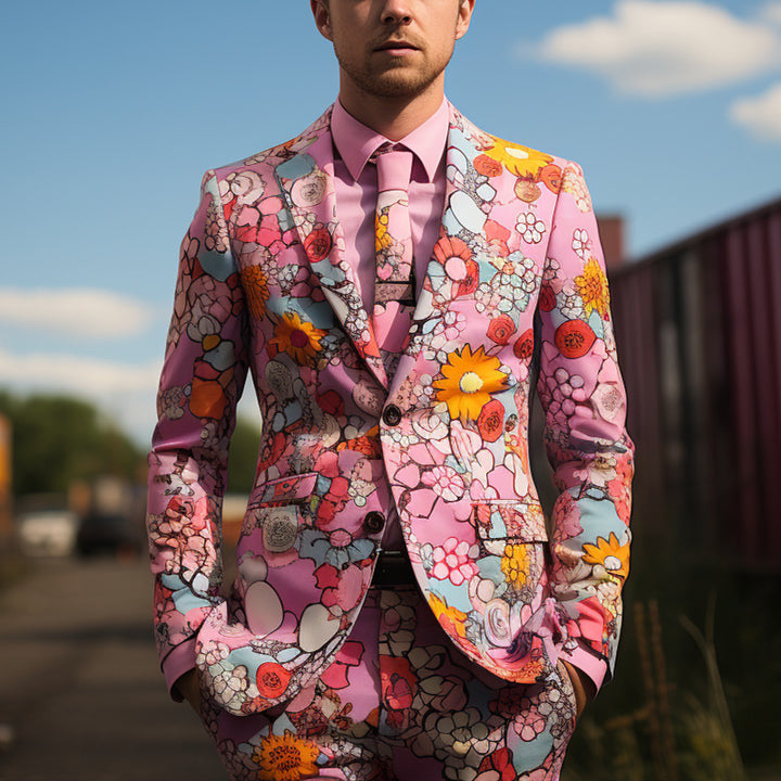 Men's Colorblock Blazer – Tailored Cotton Statement Suit Jacket