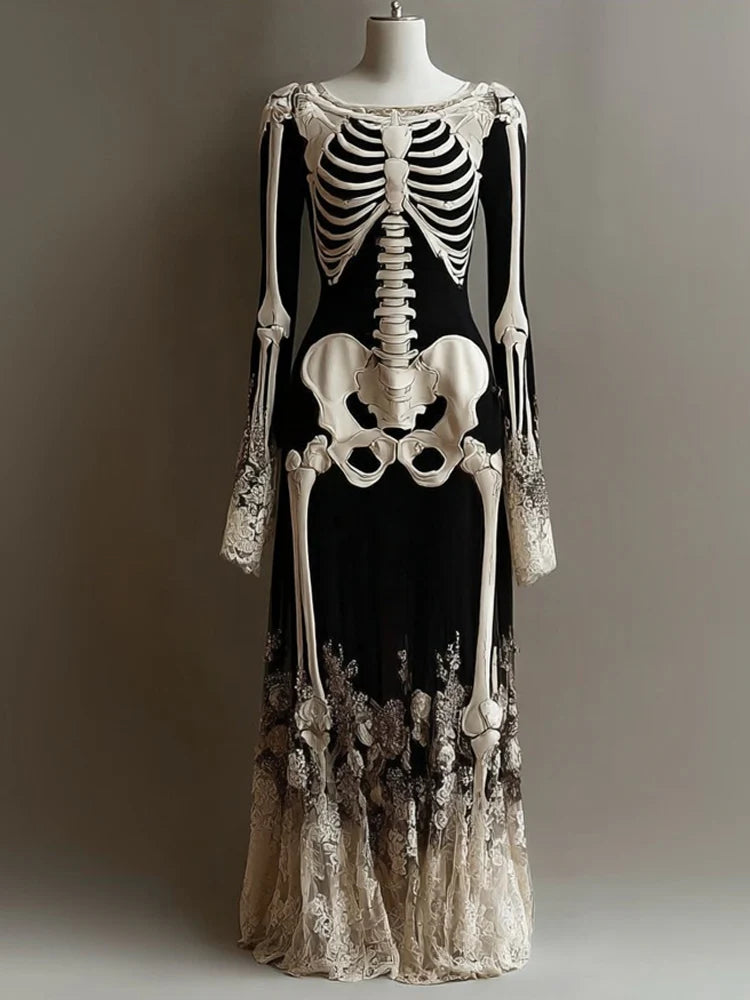 Women's Digital Print Straight Maxi Dress – Halloween Witch Motif