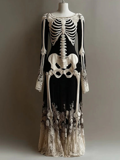 Women's Digital Print Straight Maxi Dress – Halloween Witch Motif