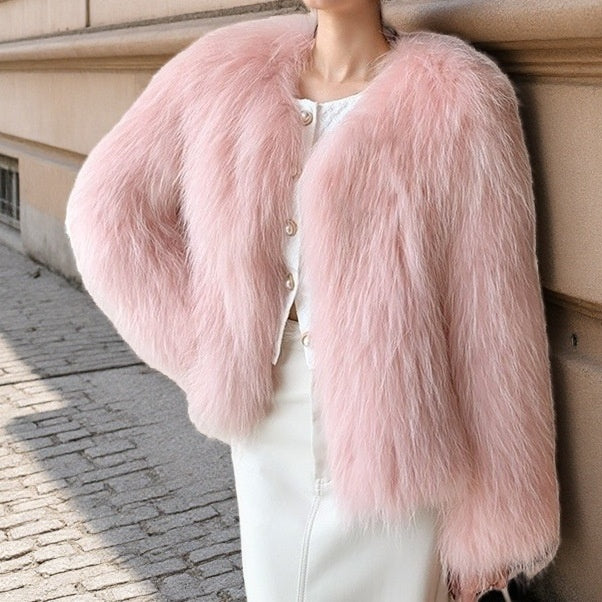 Women's Plush Fur Coat – Soft, Relaxed Short Jacket