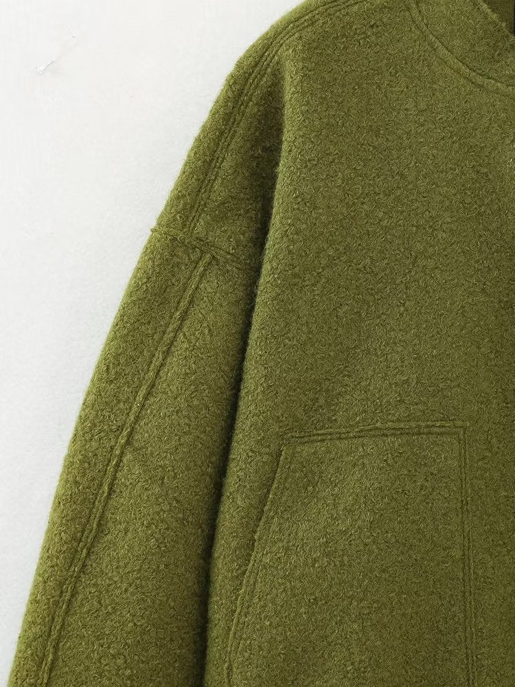 Women's Bomber Jacket Coat – Relaxed Fit with Utility Pockets