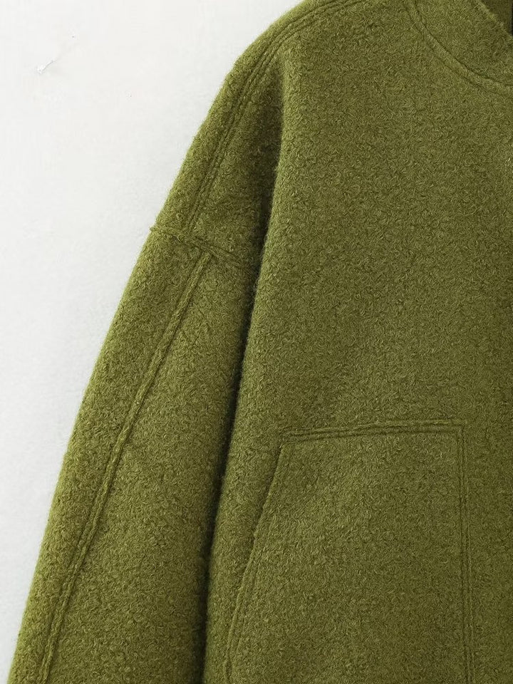 Women's Bomber Jacket Coat – Relaxed Fit with Utility Pockets