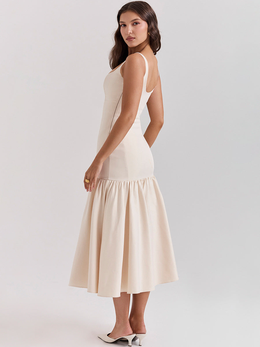 Bodycon Midi Dress for Women – Backless Hollow-Out Structured