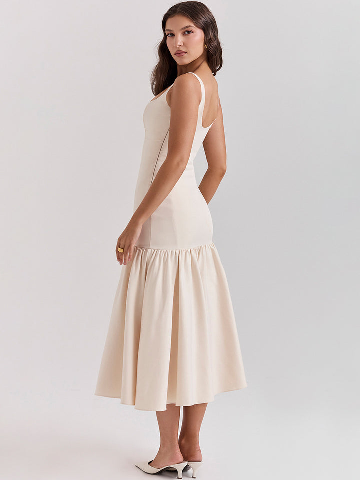 Bodycon Midi Dress for Women – Backless Hollow-Out Structured
