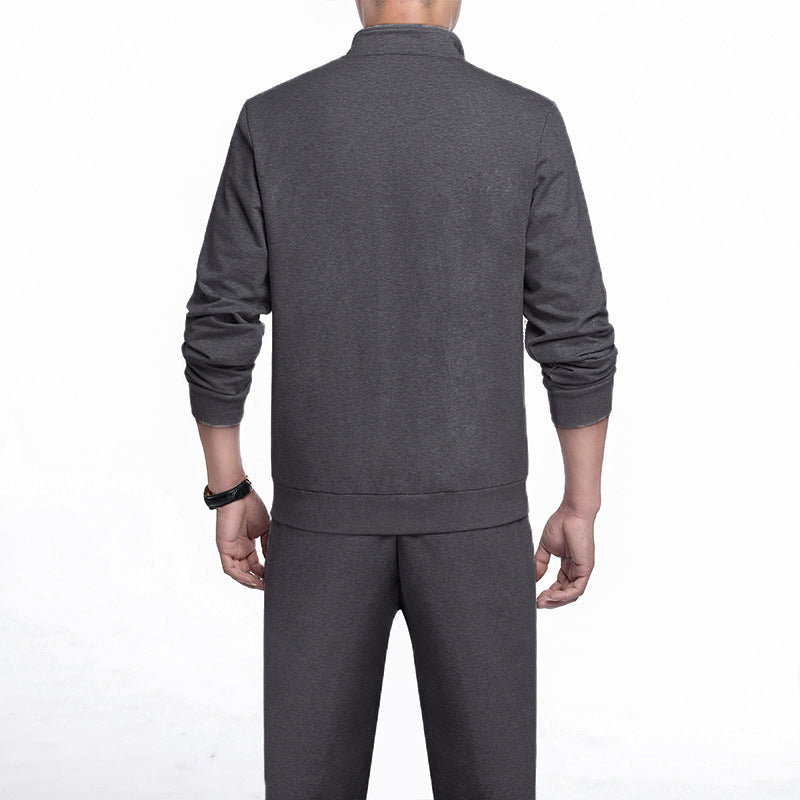 Men's Stand Collar Two Piece Set – Relaxed Zip Cardigan & Jogger