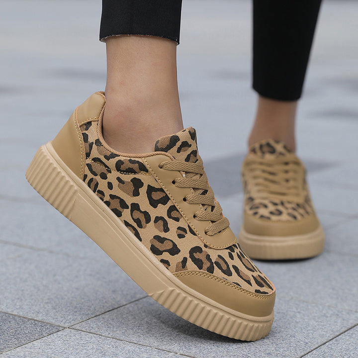 Leopard Print Sneakers for Women – Breathable Mesh Low-Top Shoes
